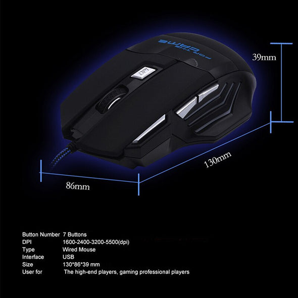 H7 Wired Mouse with 7 Buttons