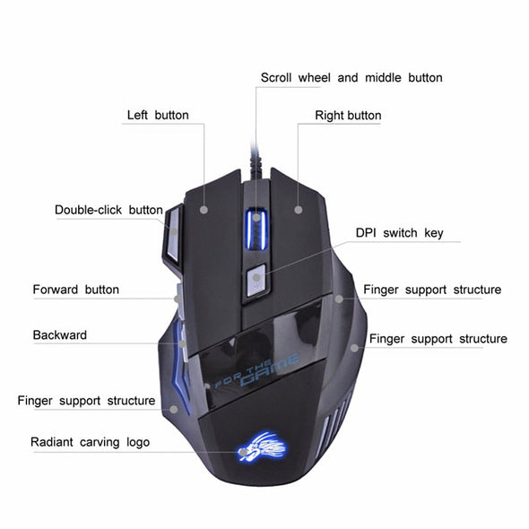 H7 Wired Mouse with 7 Buttons